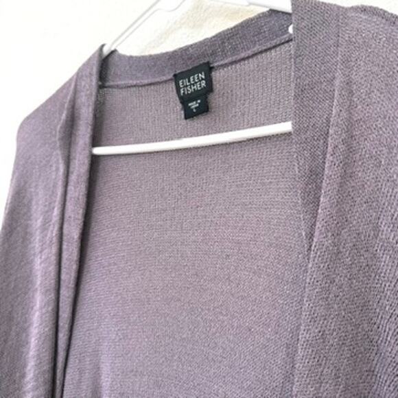 EILEEN FISHER Open Front Cardigan Gray Long Lightweight Knit Duster L Minimalist - Picture 2 of 6